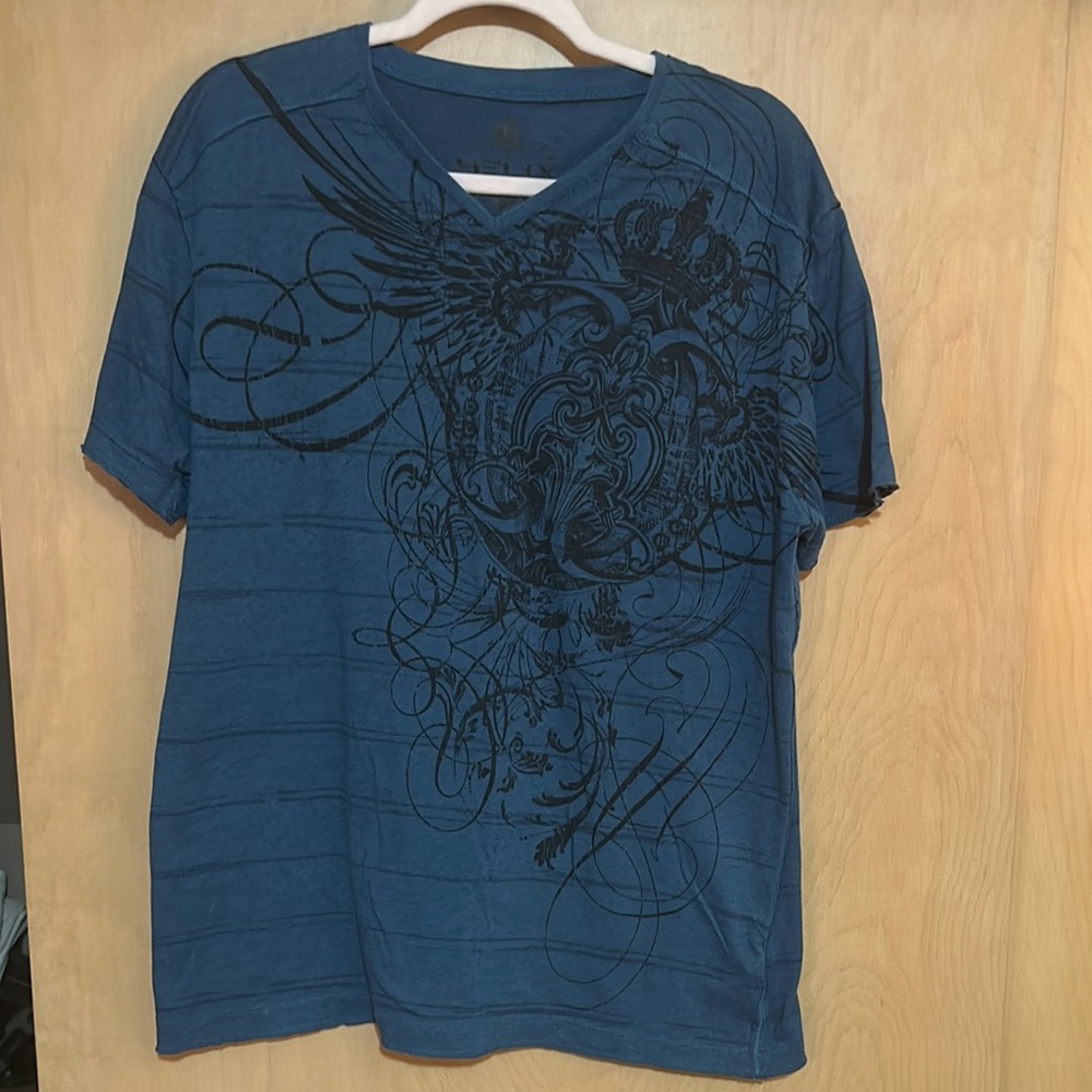 Helix Blue Short Sleeve Tee with Graphic Design